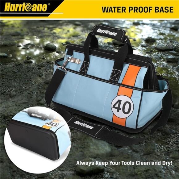 16 inch Wide Mouth Tool Bag with Water Proof Molded Base Extra Shoulder Strap - Picture 5 of 7